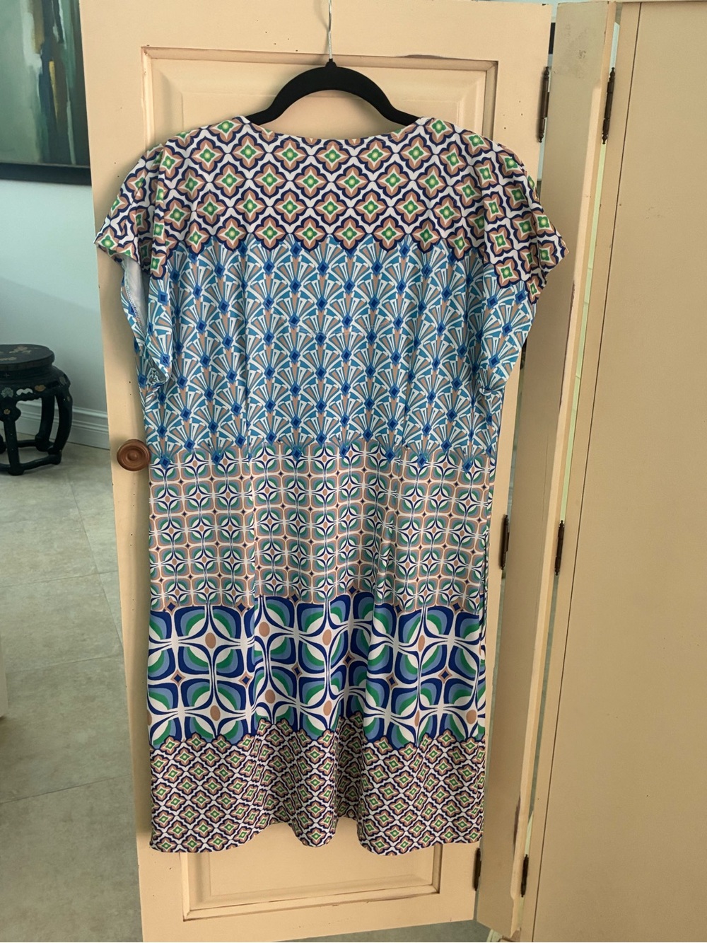 Hale Bob Blue, Green & White Geometric Tunic Dress - Picture 4 of 6